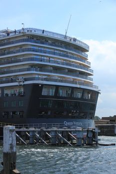 IJmuiden, The Netherlands - June 5th 2017: Queen Victoria, Cunard on North Sea Channel, entering the North Sea Lock