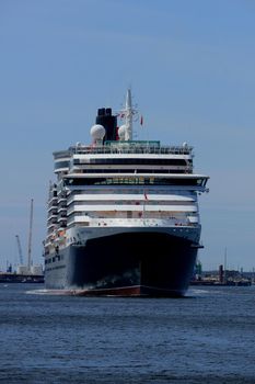 Velsen, The Netherlands - June 5th 2017: Queen Victoria, Cunard on North Sea Channel towards Amsterdam