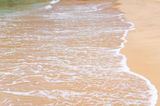 Aerial view of sea waves and sandy beach Atlantic ocean seashore