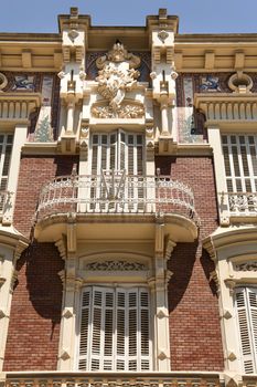 Cartagena, Murcia, Spain- July 17, 2022: Casa Aguirre late nineteenth century Palace rococo modernist and victorian style