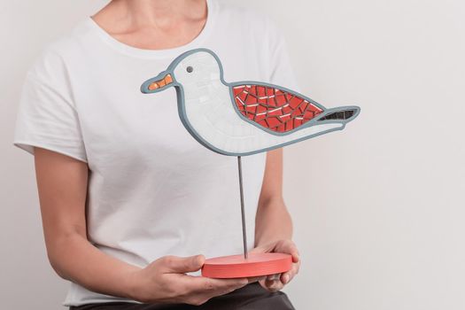 Mosaic bird, seagull. Decoration handmade. Interesting idea. In the hands of the master