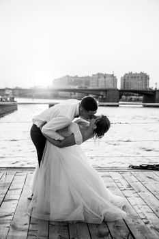 The dance of the bride and groom. Wedding article. A happy couple. Love. Photos for printed products. Romance