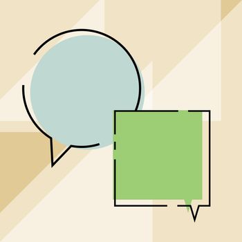 Square And Oval Blank Speech Bubbles Representing Connecting To People.