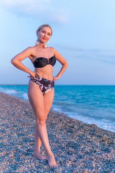 Sea copyspace swimsuit beach tropical woman happy vacation dress female, concept lifestyle travel for holiday for sun pretty, shore resort. Portrait relaxation,