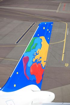 Amsterdam The Netherlands -  May 26th 2017: D-ABDB Small Planet Airlines Germany Airbus A320 at the gate at Schiphol International Airport