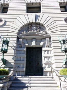 San Francisco - February 6, 2011:  Entrance to United States Court of Appeals, Ninth Circuit.  Headquartered in San Francisco, California, the Ninth Circuit is by far the largest of the thirteen courts of appeals, with 29 active judgeships.
