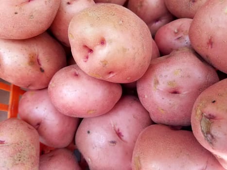 Pile of Red Potatoes for sale at farmers market in Honolulu, Hawaii.