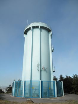 San Francisco - September 22, 2011: La Grande Water Tank also know as The Blue Water Tower. Built in 1956,  the 350,000 gallon steel water tank was serving 400 homes in the area.