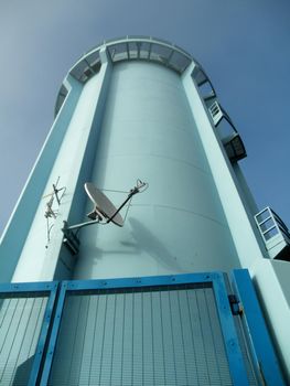 San Francisco - September 22, 2011: La Grande Water Tank also know as The Blue Water Tower. Built in 1956,  the 350,000 gallon steel water tank was serving 400 homes in the area.