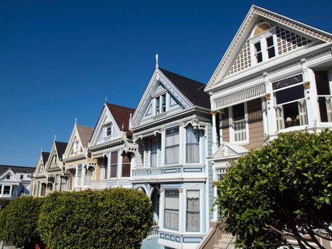 San Francisco- September 28, 2011:  Row of Painted Ladies houses of San Francisco in California during the day. 