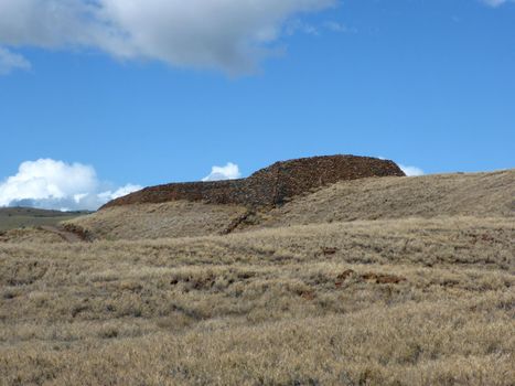 Puʻukoholā Heiau was built by Kamehameha in 1791 as a luakini heiau, Hawaii.  Puʻukoholā Heiau meaning "Temple on the Hill of the Whale" was the result, probably on the site of an older temple from about 1580. It was built entirely by hand with no mortar, in less than a year. The red stones were transported by a human chain about 14 miles long, from Pololū Valley to the East. Construction was supervised by Kamehameha's brother Keliʻimaikaʻi, involving thousands of people.