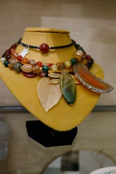 Jewelry for women.Costume jewelry.A necklace made of costume jewelry.
