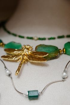 Jewelry for women.Costume jewelry.A necklace made of costume jewelry.