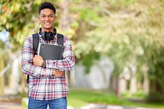 My education is going to get me places. Portrait of a young student on campus