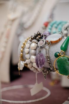 Jewelry for women.Costume jewelry.A bracelet made of costume jewelry.