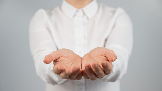 Close-up of female hands with palms up