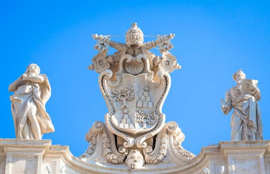 ROME, ITALY - CIRCA AUGUST 2020: antique Vatican symbol located in Saint Peter Square