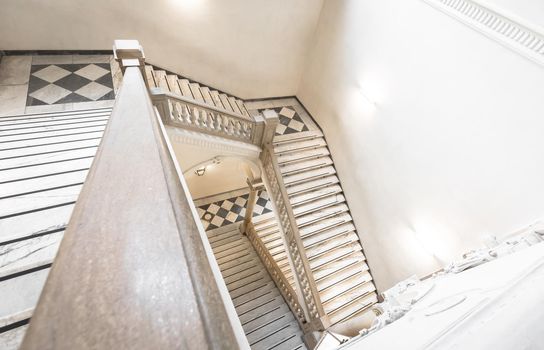 TURIN, ITALY - CIRCA MAY 2021: luxury staircase made of marble in an antique Italian palace