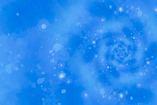 Starry blue background illustration with vortex design psychedelic shape.