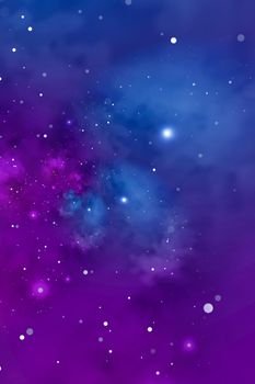 Starry blue sky. Abstract background with nebula, cosmo, galaxy.