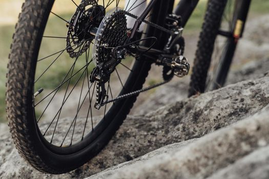 Close Up View of Bicycle Gear Shifting Mechanism, Mountain Bike Chain