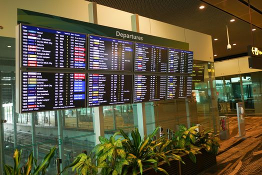 Arrival departure and arrival board at airport