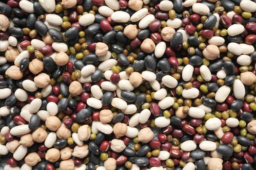 close up of mixed beans in a bowl .