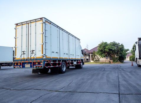 Rear and side view of Container truck