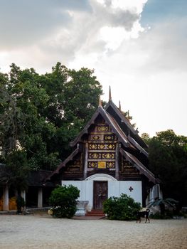 Ancient old wooden building in the clear blue sky day