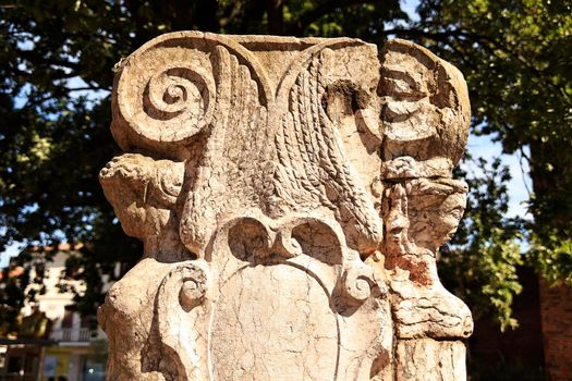 Ancient marble sculpture detail outdoor