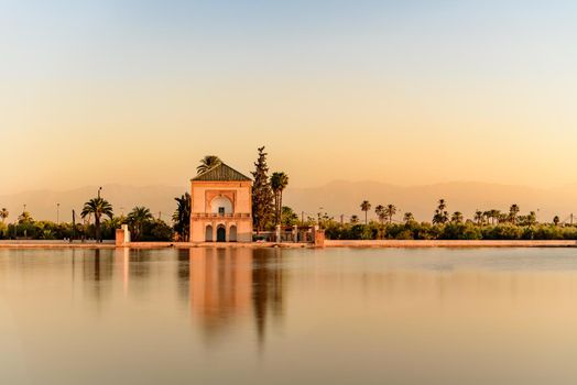 The Menara gardens are botanical gardens located to the west of Marrakech, Morocco, near the Atlas Mountains.