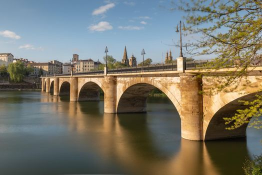 Stone bridge in Logrono, La Rioja region, Spain.