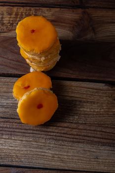 tortas locas or crazy cakes typical from andalucia, spain isolated on a wood background