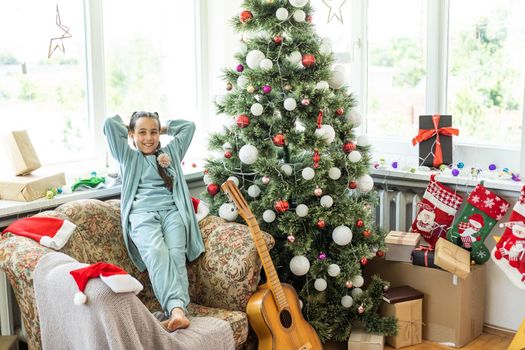 Happy little smiling girl at christmas