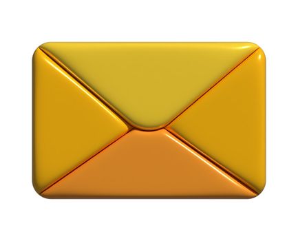 Orange voluminous envelope letter message 3d illustration