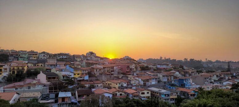 sunset view in late afternoon in Brazil in urban sunny day