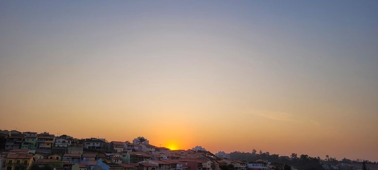 sunset view in late afternoon in Brazil in urban sunny day