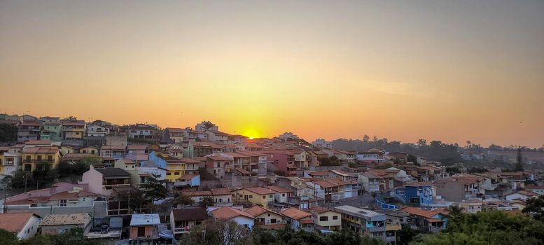 sunset view in late afternoon in Brazil in urban sunny day