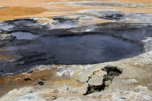 View of the lava fields of a past volcanic eruption in Iceland