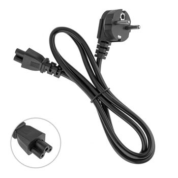 power cord with plug and plug, three pins, for a laptop adapter, on a white background, collage