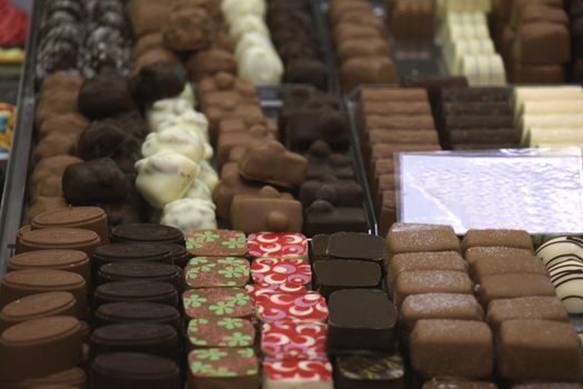 Luxurious Chocolates on display in a confectioner's shop