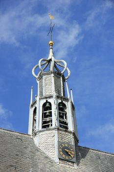 Ruin church, Protestant Church in Bergen, the Netherlands, detail of tower