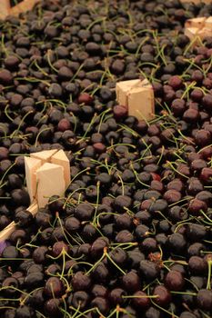 Fresh cherries for sale at a market