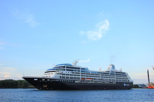 Velsen, The Netherlands - August, 27th 2016: Azamara Quest a cruise ship owned and operated by Azamara Club Cruises on North Sea Canal