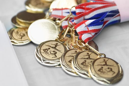 Gymnastic medals for awarding children at a gym