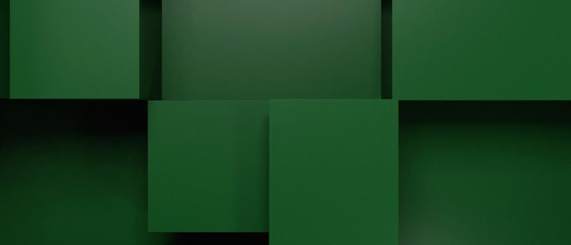 Abstract Luxurious Elegant Futuristic Cubes Trendy Futuristic Deep Green Banner Background 3D Render