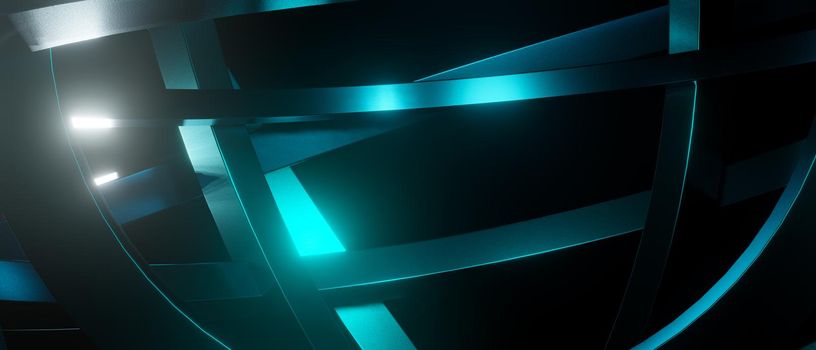 Geometric Metallic Banner Wallpaper 3D Render