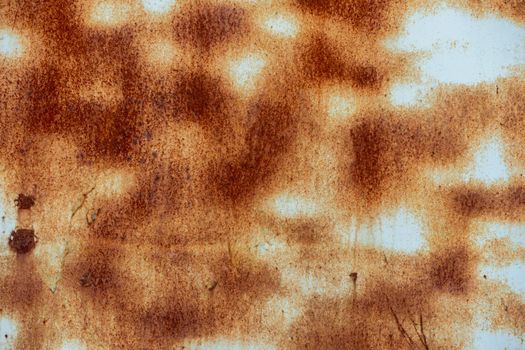 Painted metal texture with large rust spots.