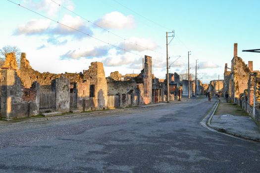 Destroyed building during World War 2 in Oradour sur Glane France