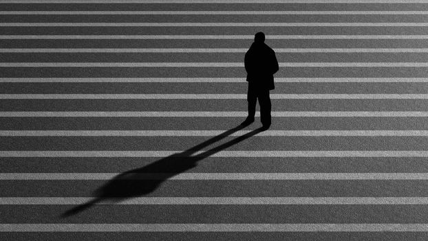 3D rendering illustration of a man on crosswalk